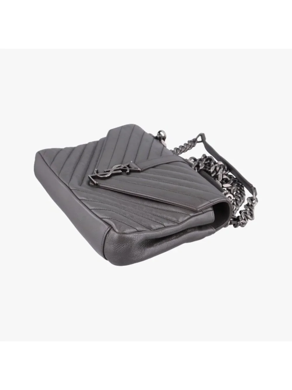 Saint Laurent Carre Gray Leather Shoulder Bag
